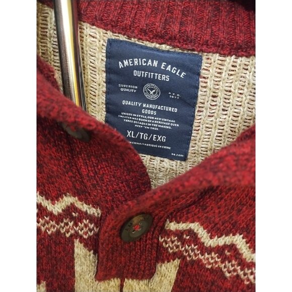 Men's American Eagle Cotton Blend 1/4 Button Sweater XL - Picture 3 of 5